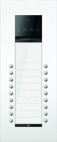 TCS Türkontrollsystem PES PRO Audio Außenstation 18T 2 Spalten UP RAL9010 reinweiß, ASU600218-0019