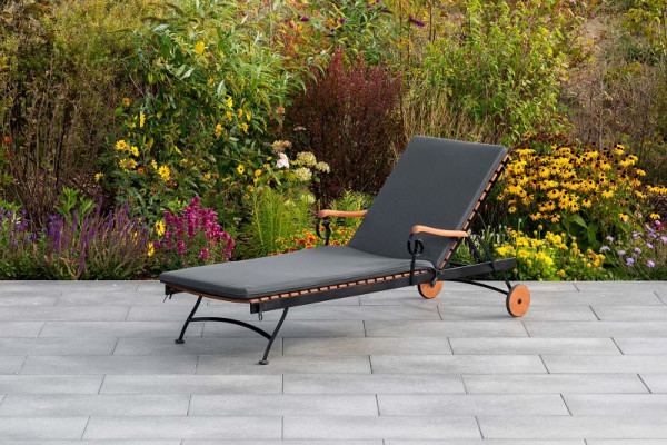 Merxx Schlossgarten Liege, inkl. Auflage, Flachstahl mit FSC Eukalyptusbelattung, 24253-309