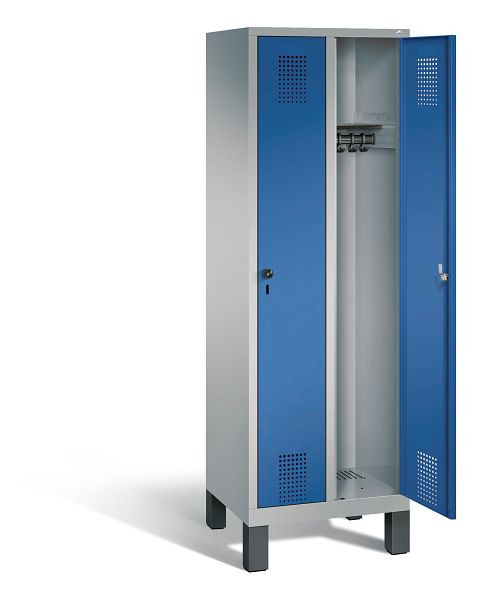 C+P Garderobenschrank Evolo, H1850xB610xT500mm, Farbe: Weißaluminium / Enzianblau, 48010-20 S10424