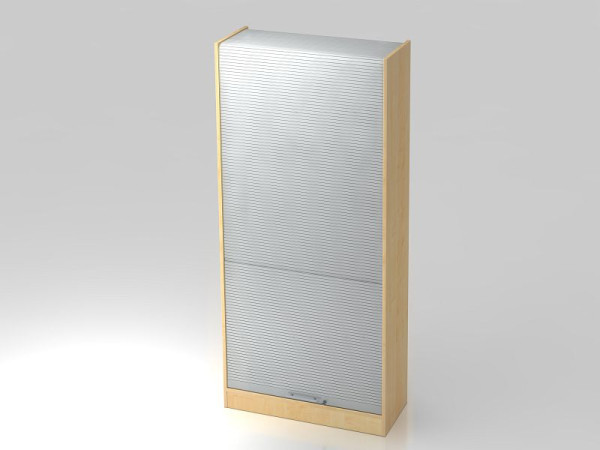 Hammerbacher Rollladenschrank vertikal 90cm, 5OH Relinggriff Ahorn/Silber, 90x40x200,4 cm (BxTxH), VSET90/3/S/RE