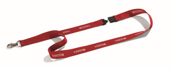 DURABLE Textilband mit Karabiner, rotes Band mit weißem Aufdruck "VISITOR", VE: 10 Stück, 823803