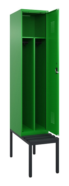 C+P Spind Evolo PLUS, 1 Abteile, 2120x400x815mm, 6037/6037, Haken 4, Zylinderschloss, Sitzfläche Kunststoff, Sitzbank, Trennwand, 0490507-12F S10106
