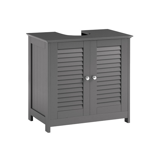 SoBuy Waschbeckenunterschrank mit zwei Türen Dunkelgrau 57x35x58 cm, Modern, FRG237-II-DG