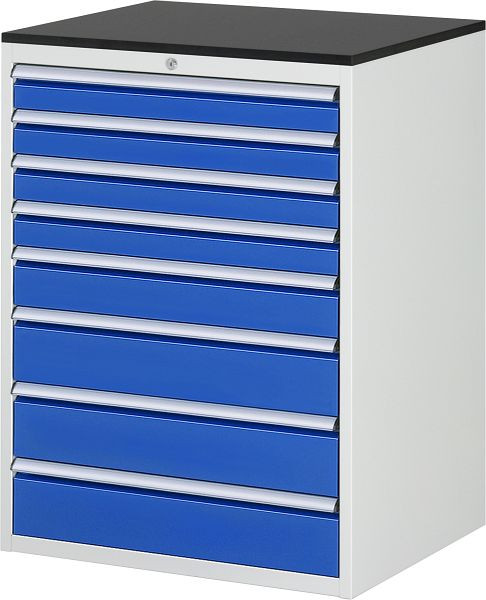 RAU Schubladenschrank Serie 7000, B770xT650xH1030mm, Schubladen: 4xH90, 1xH120, 3xH150mm, Arbeitsplatte melaminharzbeschichtet, 03-XL7.8A-M.11