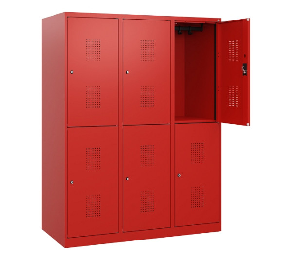 C+P Doppelstöckiger Spind Evolo PLUS, 6 Fächer, 1530x1200x500mm, 3020/3020, Zylinderschloss, 0493005-32 S10076