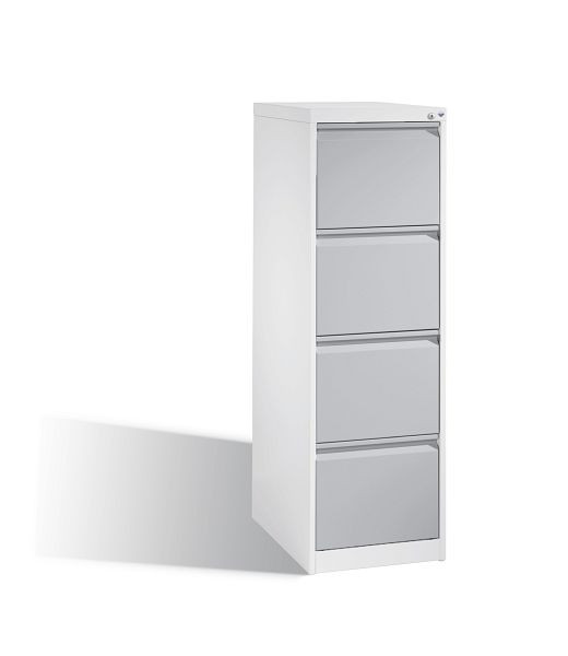 C+P Karteischrank Acurado, H1357xB433xT590mm, Farbe: Verkehrsweiß / Weißaluminium, Griffleiste, 12434-321 S10042