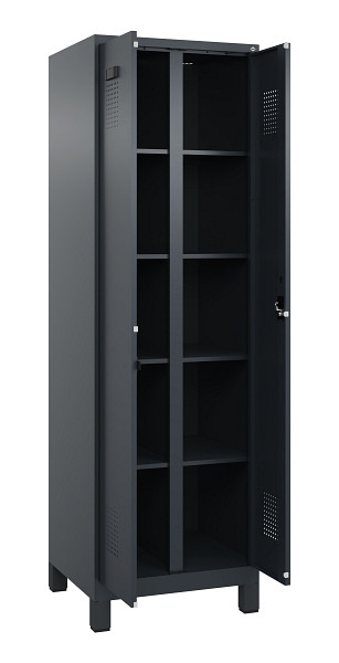C+P Wäsche-Spind Evolo PLUS, mit Füßen, 2 Abteile, 1950x600x500mm, 7016/7016, Verschluss Zylinderschloss, 049012-20B S10043
