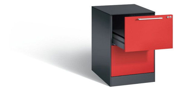 C+P Karteischrank Asisto, H710xB440xT600mm, Farbe: Schwarzgrau / feuerrot, Bügelgriff, 146275-221 S10014