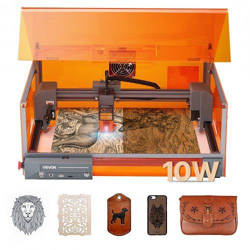 VEVOR Lasergravierer 10 W mit Gehäuse, 300x300 mm, 7000 mm/min, für Holz, Leder, Glas, Metalle, Klasse 1, FBSJGDKJ10W3Y5W9M001V2