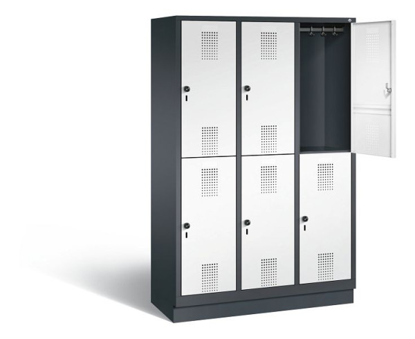 C+P Spind doppelstöckig Evolo, H1800xB1200xT500mm, Farbe: Schwarzgrau / Verkehrsweiß, 48320-32 S10447