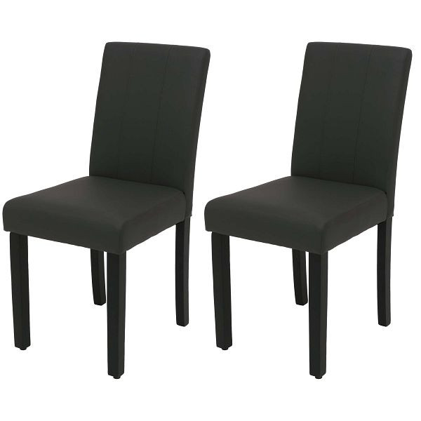 Mendler 2er-Set Esszimmerstuhl HWC-O65d, Küchenstuhl Polsterstuhl Lehnstuhl, Kunstleder, dunkelgrau, 122300