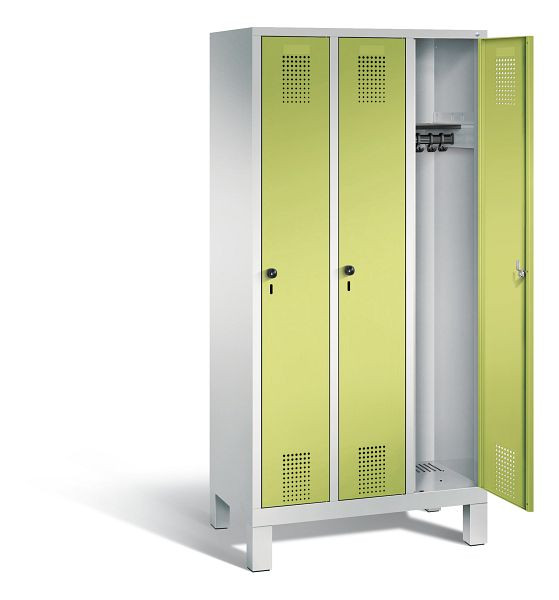 C+P Garderobenschrank Evolo, H1850xB900xT500mm, Farbe: Lichtgrau / Viridingrün, 48010-30 S10053
