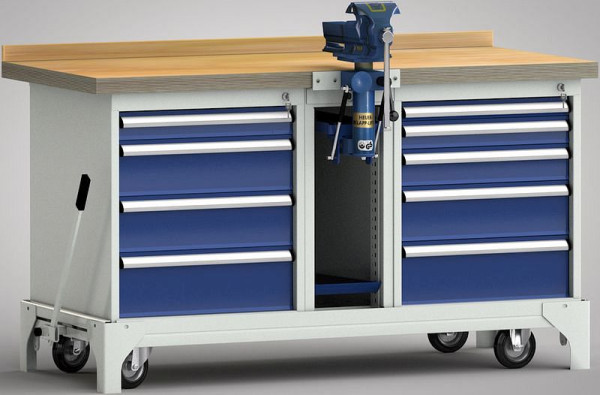 KLW Fahrbare Profi-Werkbank - 1700 x 700 x 871 mm L x B x H, WP797N-1700M45-E7020