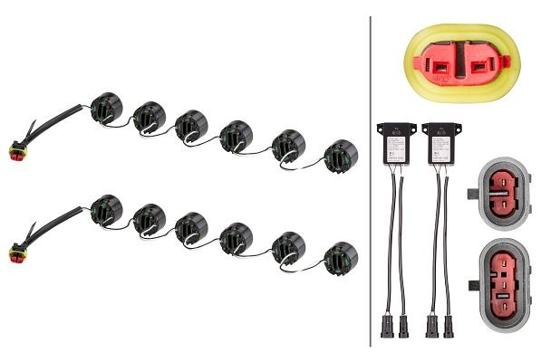 HELLA LED-Tagfahrleuchtensatz, LEDayFlex, 24/12V, Einbau, SAE/ECE-R10/E9 1152/ECE-R7/ECE-R87/ECE-R148/E24 5852, glasklar, 120mm, Satz, 2PT 010 458-731