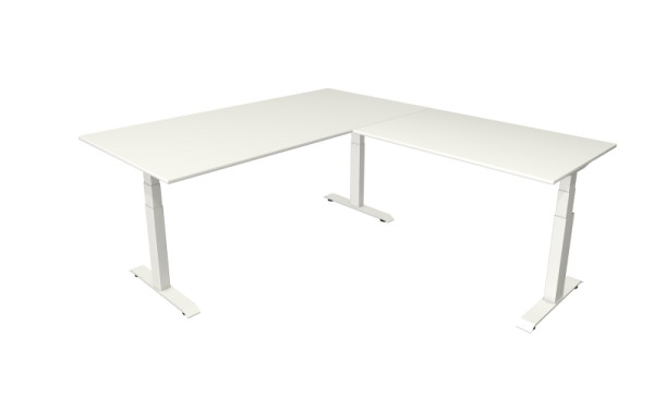 Kerkmann Steh-/Sitztisch Move 4 neu 200 x 100 cm mit Anbau 120 x 80 cm Gestell weiß, Tischplatte weiß, 10093310