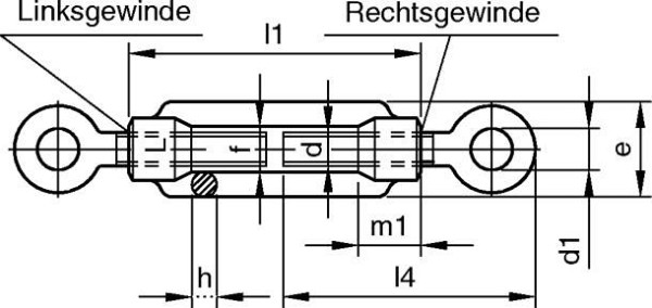 Dresselhaus Spannschlossmuttern mit 2 Ösen, M6, DIN 1480, galvanisch verzinkt, VE: 10 Stück, 0165100100600000000099