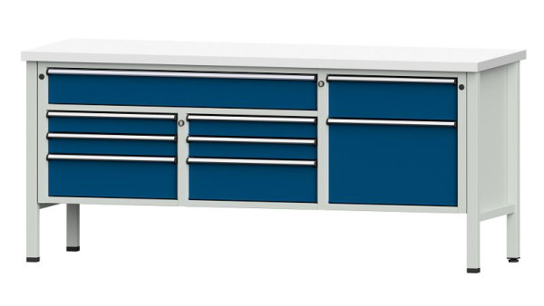 ANKE Werkbänke Kastenwerkbank, Modell 282 V, 2000 x 700 x 890 mm, RAL 7035/5010, KSP 40 mm, 304.537