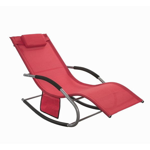 SoBuy Wetterfester Gartenschaukelstuhl Rot 158x62x86 cm, Modern, OGS28-R