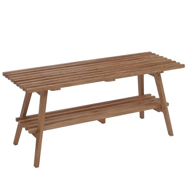 MCA Garderoben-Bank HWC-P56, Sitzbank Schuhregal Schuhablage Schuhbank Flurbank, 45x100x35cm, Massiv-Holz Eiche, 119389