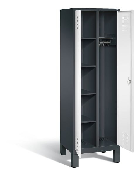 C+P Putzmittel-Spind Evolo, H1850xB610xT500mm, Farbe: Schwarzgrau / Verkehrsweiß, 48060-20 S10109