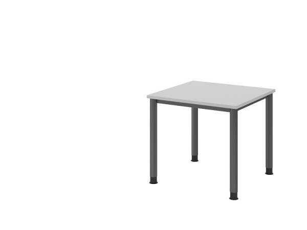 Hammerbacher Schreibtisch HS08, 80 x 80 cm, Platte: Grau, 25 mm dick, 4-Fuß-Gestell in Graphit, Arbeitshöhe 68,5-81cm, stufenlos einstellbar, VHS08/5/G