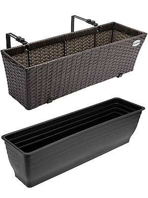casaria Polyrattan Blumenkasten 2er-Set Braun, 108063, 4251779122240