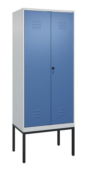 C+P Umkleidespind Classic PLUS, Doppel-Spind, Gestell, 2 Abteile, 2120x800x500mm, 7035/5023, Drehriegel, 0800327-22P S10005