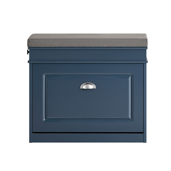 SoBuy Schuhbank mit einer Tür Blau 61x24x51 cm, Funktional, FSR82-K-B