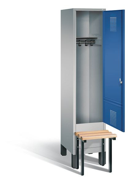 C+P Garderobenschrank Evolo, H1850xB420xT815mm, Farbe: Weißaluminium / Enzianblau, 48030-12 S10092