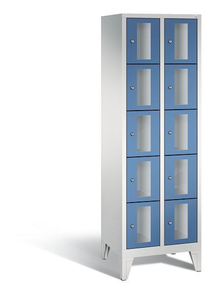 C+P Schließfachschrank Classic, 10 Fächer, H1850xB610xT500 mm, Grau/Fernblau, 8010A205 S10028