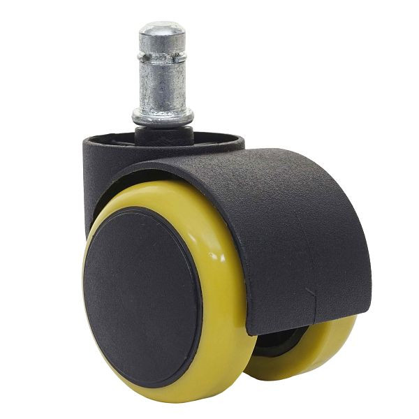 Mendler 5er-Set Hartbodenrollen HWC-H86, Bürostuhl-Rollen Stuhlrollen, 150kg belastbar 50mm, gelb, 74229
