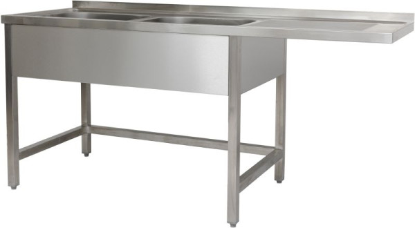 A&S Polarny Spülzentrum 1600 x 700 x 850 mm 2 Becken links, mit Grundboden, 700 mm Tiefe, SPZG1672BL