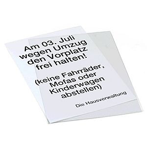 Moedel Einlegetasche für Warnaufsteller Easy, PVC, transparent, 215x299 mm, 55952