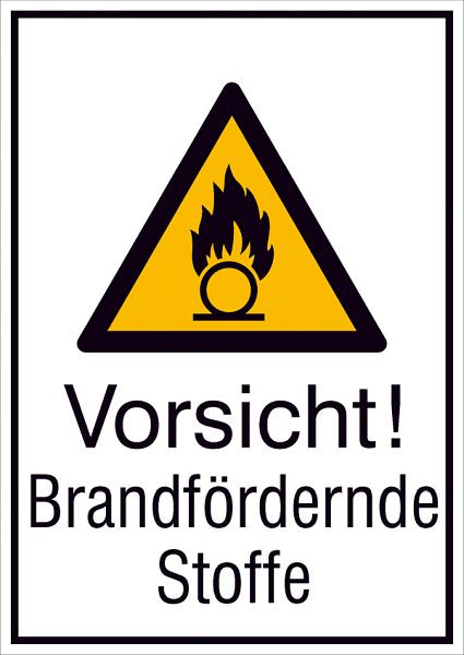 SafetyMarking Warn-Kombischild, Vorsicht! Brandfördernde Stoffe, BxH 13,1x18,5 cm, Folie, selbstklebend, 21.A8060