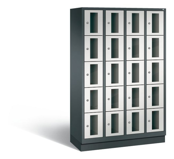 C+P Schließfachschrank Classic, 20 Fächer, H1800xB1190xT500 mm, Anthrazit/Grau, 8020A405 S10024