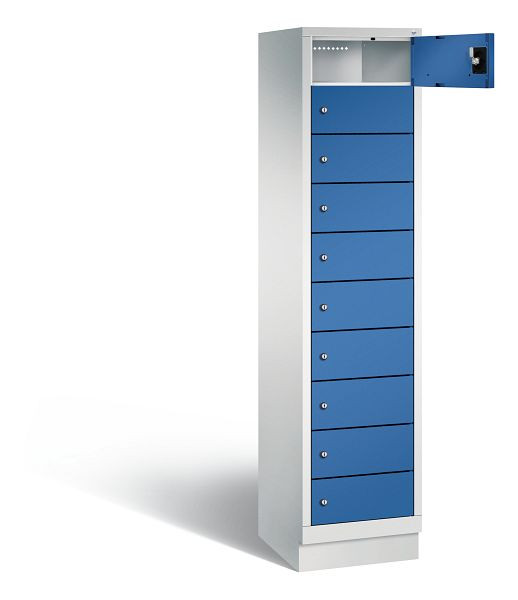 C+P Schließfachschrank Evolo, H1850xB420xT500mm, Farbe: Lichtgrau / Enzianblau, 48020-1210 S10029
