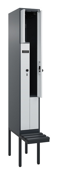 C+P Z-Spind Evolo PLUS, Bank, 2 Fächer, 2120x300x815mm, 7016/7035, Drehriegel, Material Sitzfläche Kunststoff, 0490437-102 S10071