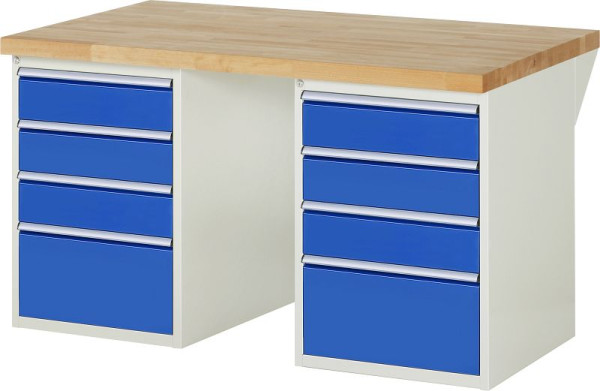 RAU Werkbank Serie 7000 - Modell 7510-3, B1500 x T900 x H890 mm, Systemunterbau B1500 x T850 x H850 mm, 03-7510A3-159B4M.11