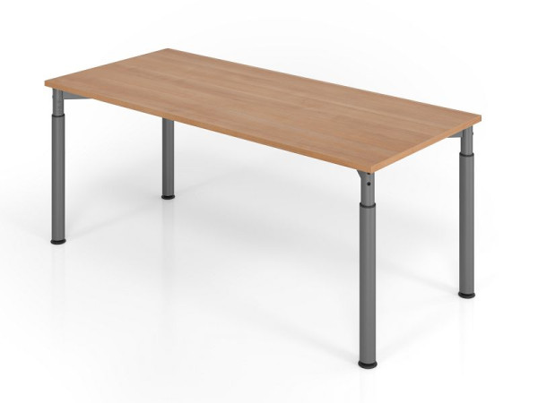 Hammerbacher Schreibtisch YS19, 180 x 80 cm, Platte: Nussbaum, 25 mm dick, ABS-Dickkante, Rechteckform, Graphit, VYS19/N/G