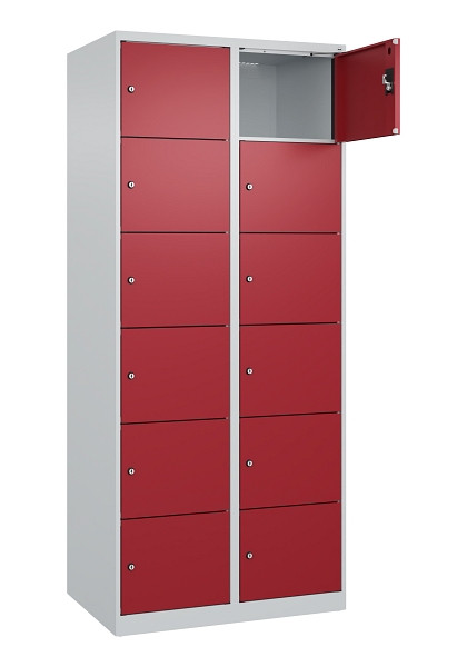 C+P Schließfachschrank Evolo PLUS, 12 Fächer, 1850x800x500mm, 7035/3003, 049000-226 S10004