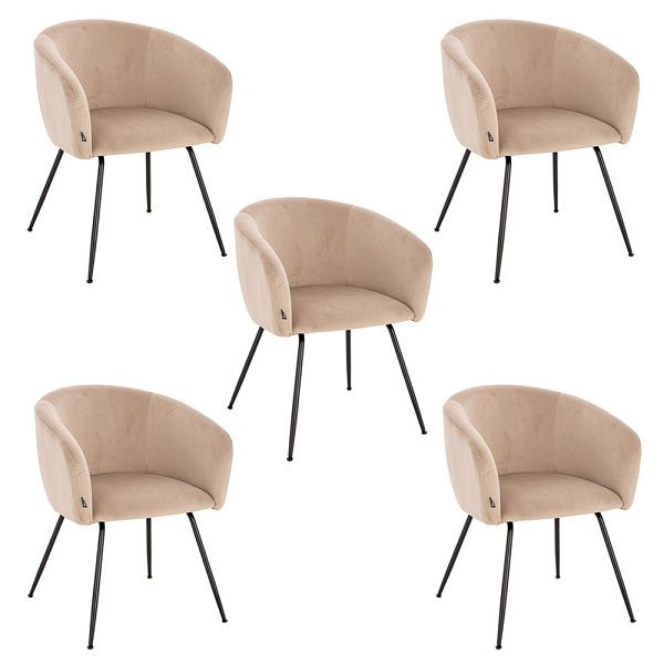 HOME DELUXE Esszimmerstuhl ARIA Samt Beige - Stückzahl: 5, 55975