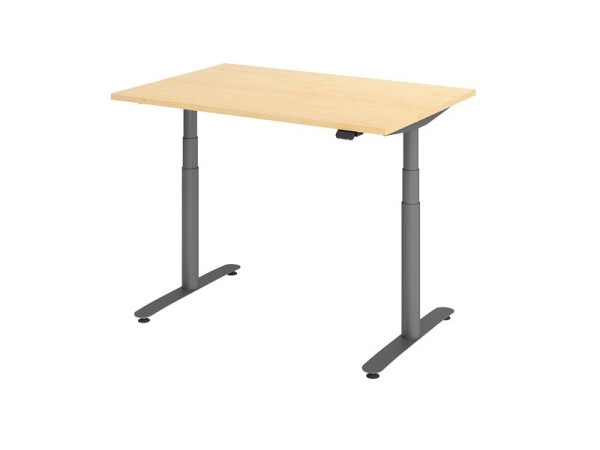 Hammerbacher Sitz-Steh-Schreibtisch elektrisch 120x80cm Ahorn/Graphit, VXDLR12/3/G