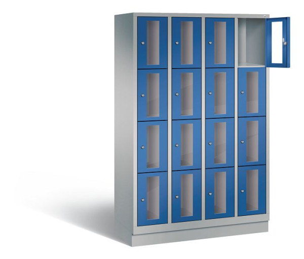 C+P Schließfachschrank Classic, H1800xB1190xT500mm, Farbe: Weißaluminium / Enzianblau, 8020A404 S10010