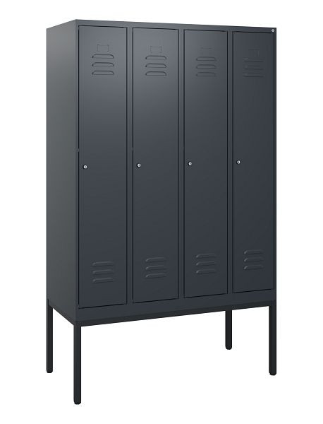 C+P Umkleidespind Classic PLUS, Gestell, 4 Abteile, 1950x1200x500mm, 7016/7016, Zylinderschlösser, 0800305-40 S10027