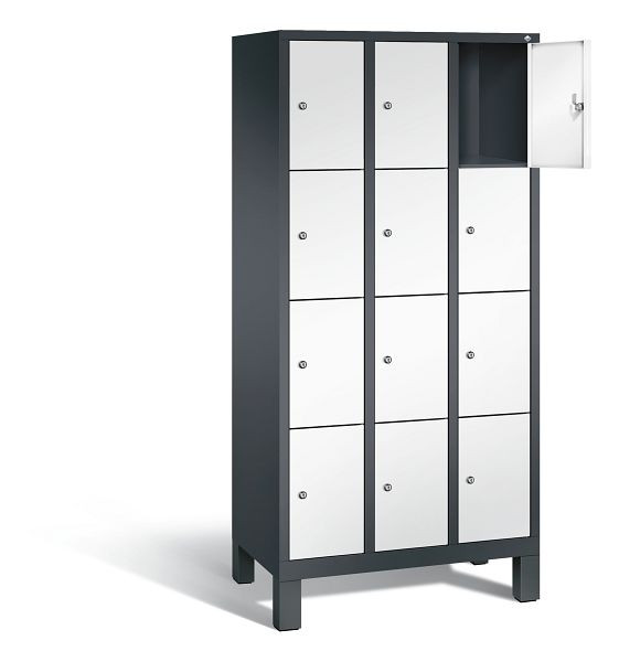 C+P Schließfachschrank Evolo, H1850xB900xT500mm, Farbe: Schwarzgrau / Verkehrsweiß, 48010-304 S10148