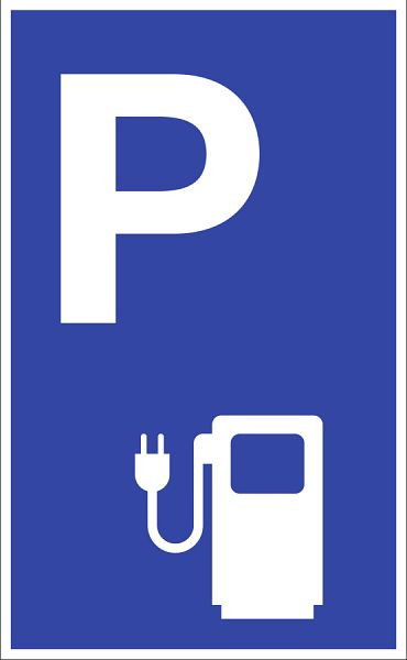Moedel Parkplatzschild-Ladestation für Elektrofahrzeuge, Symbol, Aluminium, blau, 400x650 mm, 107908