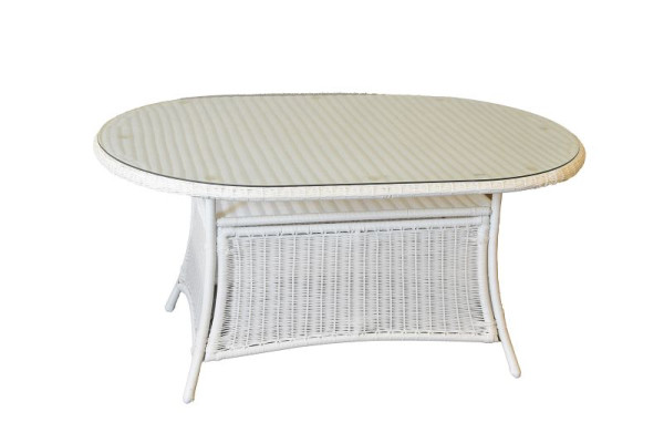 Merxx Bamberg Tisch, rechteckig, weiß, ca. 150 x 97 cm, Alumiuniumgestell mit Kunststoffgeflecht, 28207-208