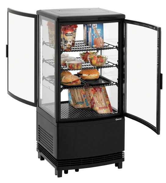 Bartscher Mini-Kühlvitrine 75L2T schwarz, 75 Liter Inhalt, 700387