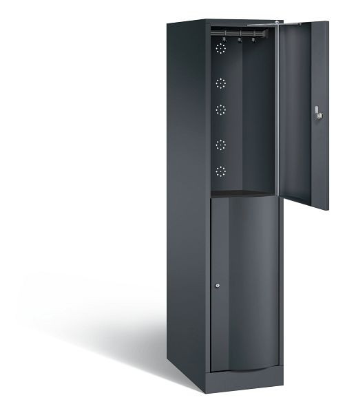 C+P Spind doppelstöckig XL Resisto, H1950xB396xT640mm, Farbe: Schwarzgrau, 8270-173 S10008