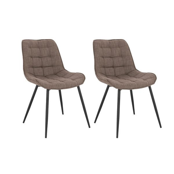 HOME DELUXE Polsterstuhl Esszimmer 2er Set IKALO – Webstoff Grau/Braun, 49714